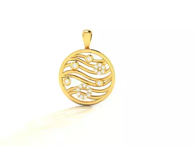 Pendant-1163 gold pendant with wave design