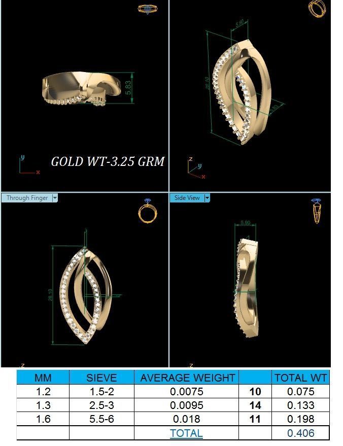 Pendant-1151 diamond hoop earring gold 3D print model_1
