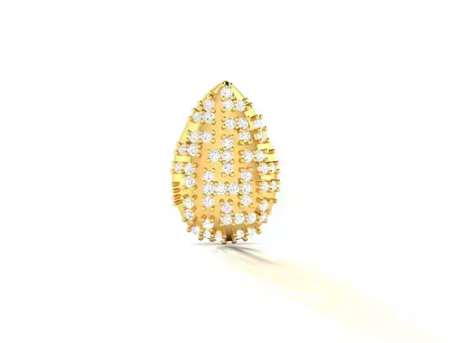 Pendant-1139 gold diamond leaf ring