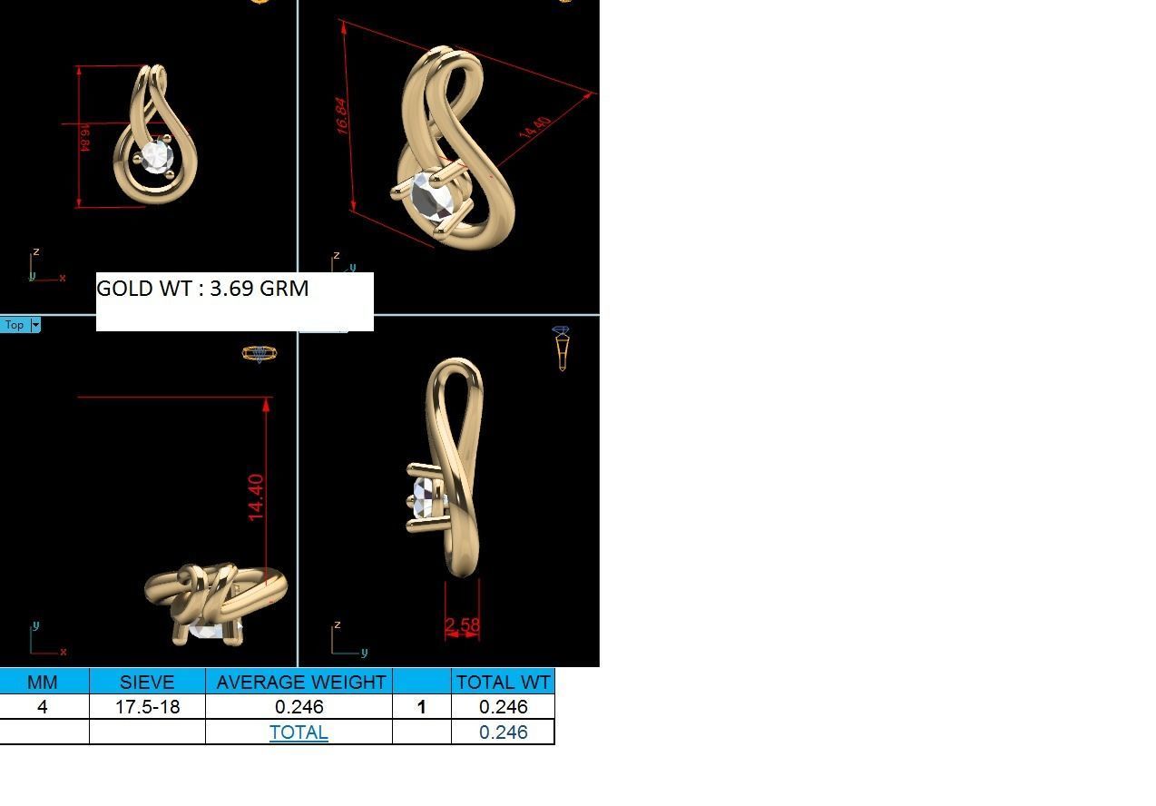 Pendant-1121 gold pendant with diamond 3D print model_1