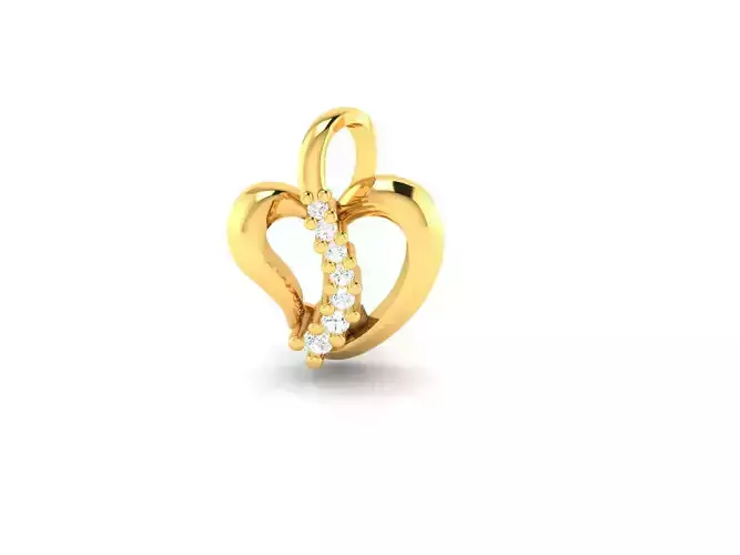 Pendant-857 gold heart pendant with diamonds