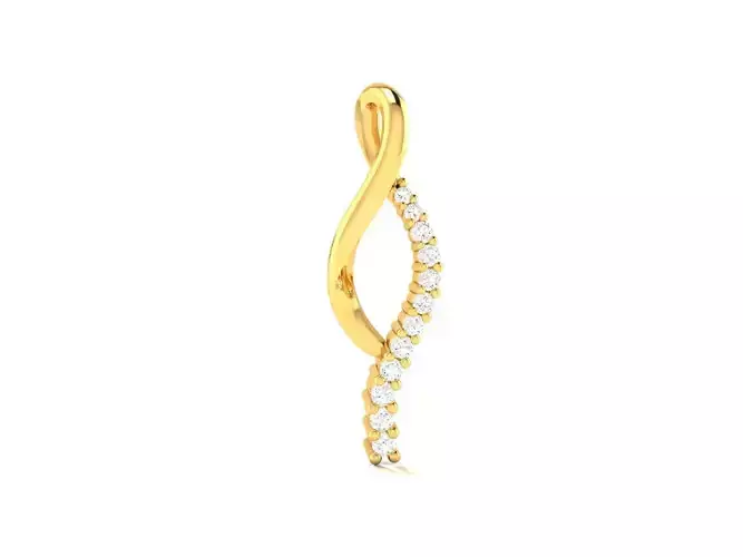 Pendant-792 gold diamond wavy pendant