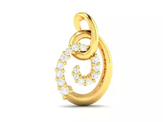 Pendant-789 gold pendant with diamonds