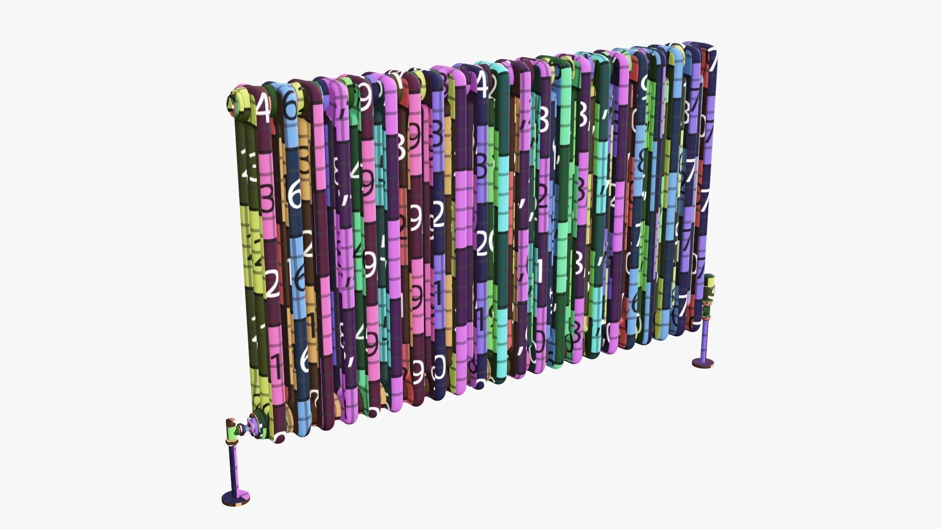 Column bare radiator horizontal 01 3D model_19