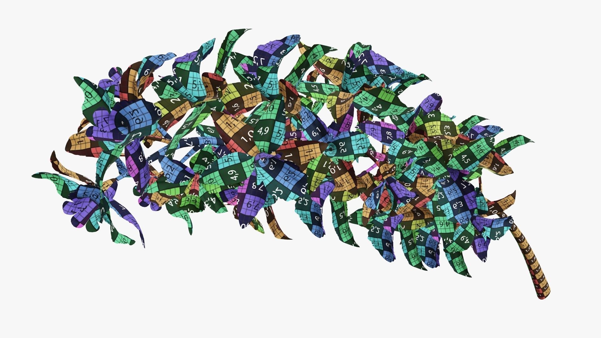 Branch with flowers orchid 3D model_7