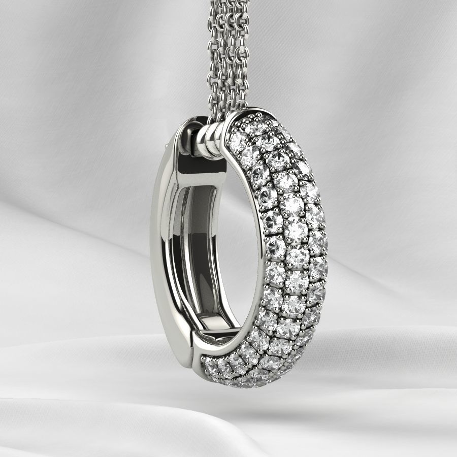 Pave Setting Gems Round Gold Earrings 3D print model_15