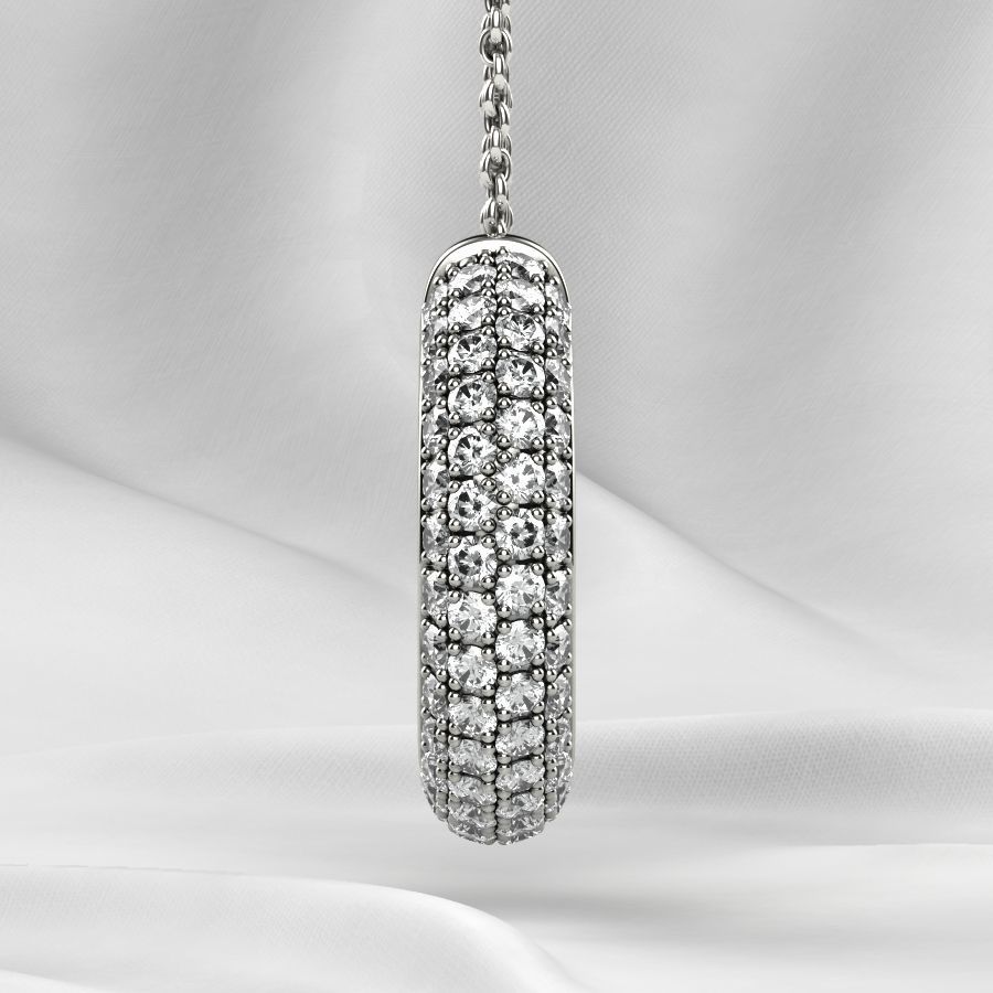 Pave Setting Gems Round Gold Earrings 3D print model_13