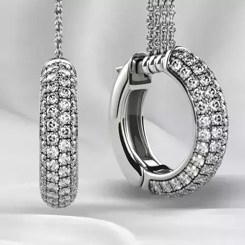 Pave Setting Gems Round Gold Earrings