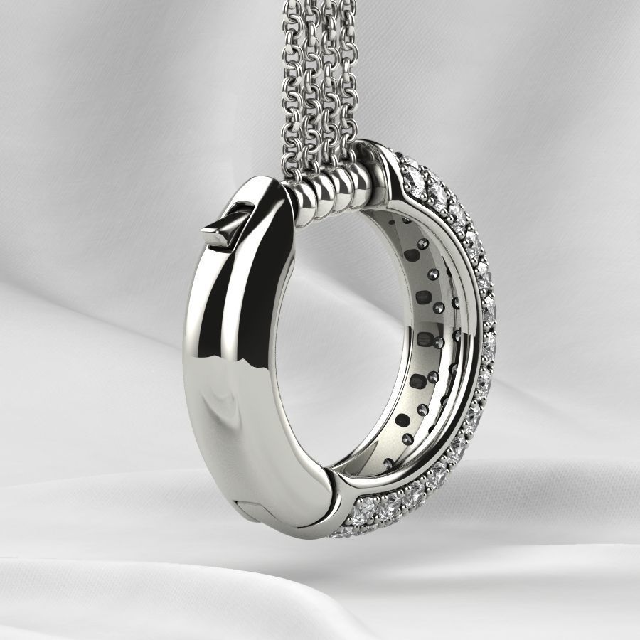 Pave Setting Gems Round Gold Earrings 3D print model_20