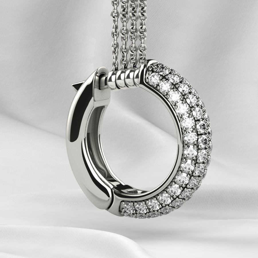 Pave Setting Gems Round Gold Earrings 3D print model_17