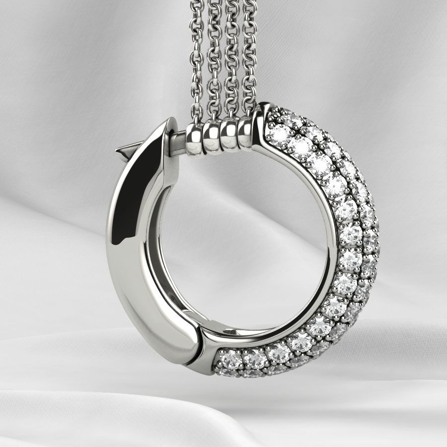 Pave Setting Gems Round Gold Earrings 3D print model_18