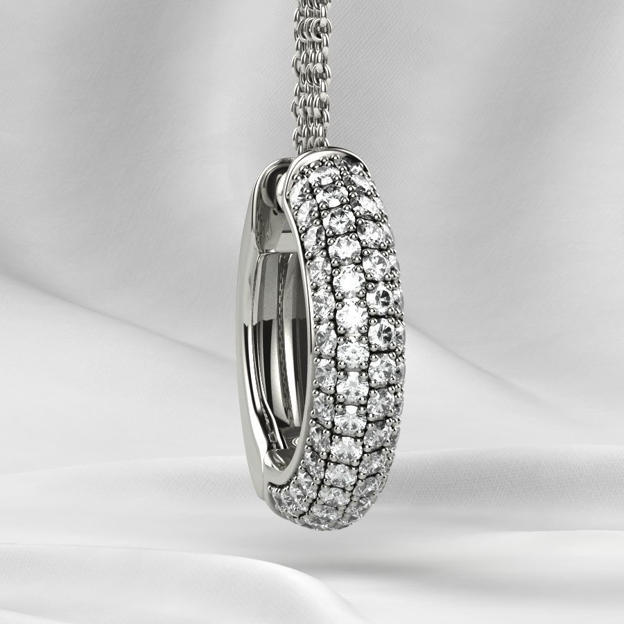 Pave Setting Gems Round Gold Earrings 3D print model_14