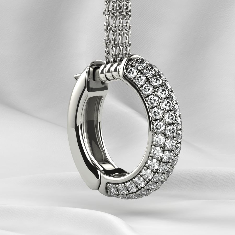 Pave Setting Gems Round Gold Earrings 3D print model_16