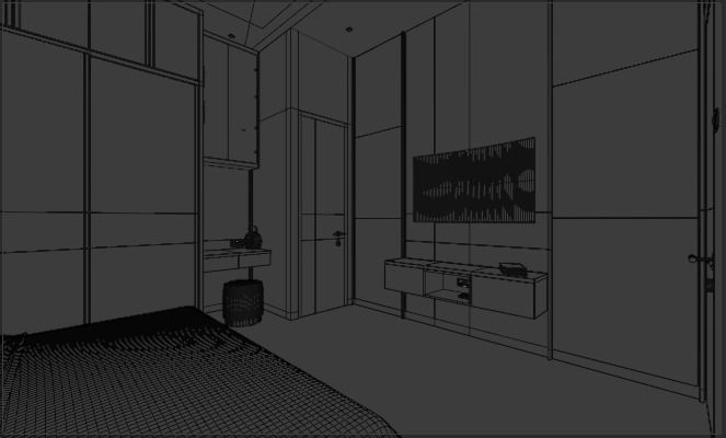Bedroom 3D Rendering Interior Low-poly 3D model_4