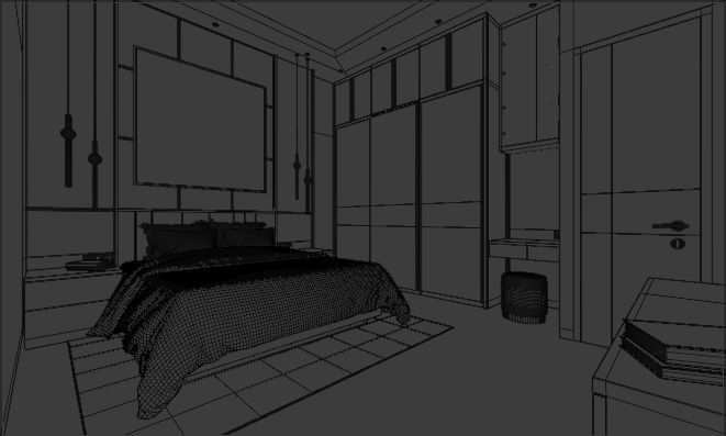 Bedroom 3D Rendering Interior Low-poly 3D model_3