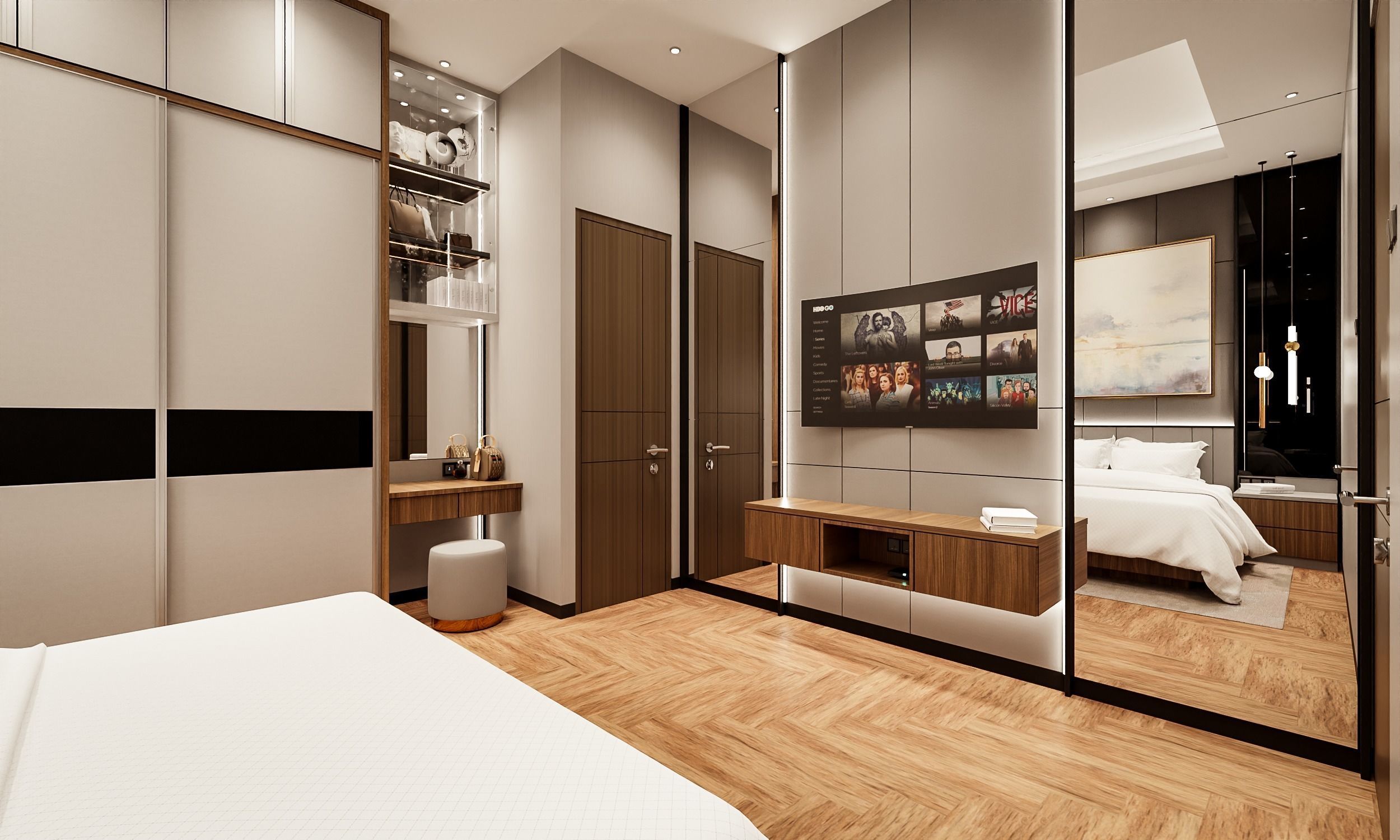 Bedroom 3D Rendering Interior Low-poly 3D model_1