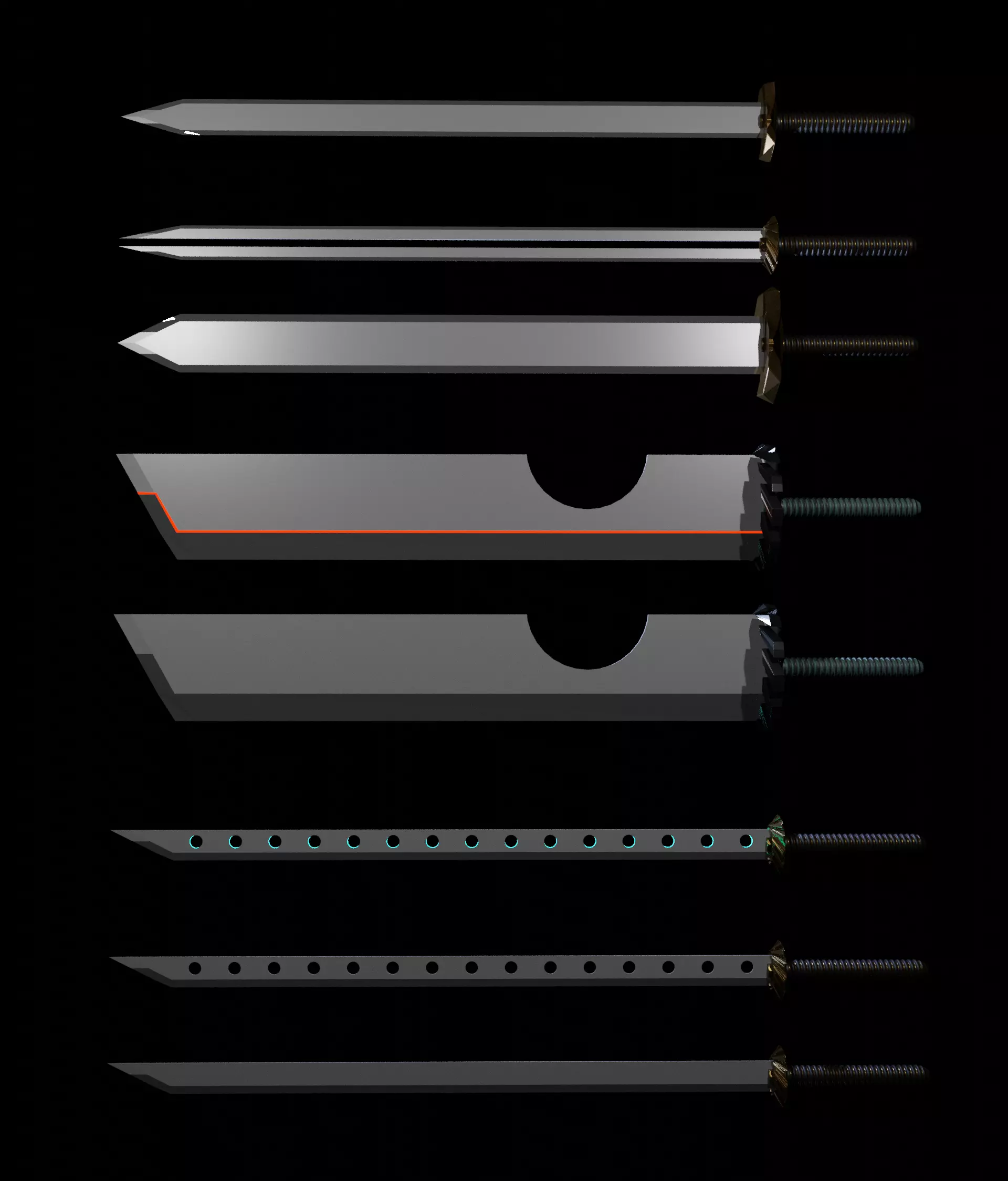 Sci-Fi Sword Pack Free low-poly 3D model