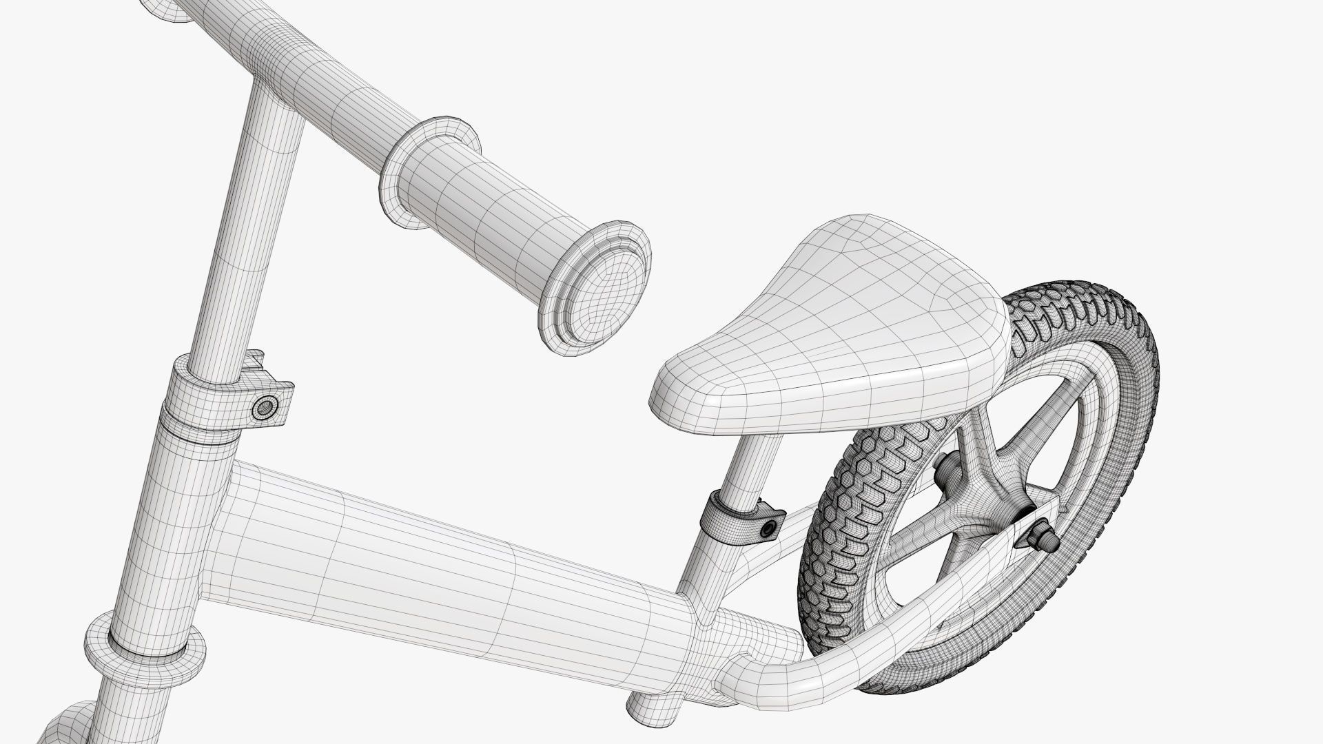 Children balance bike classic 3D model_19