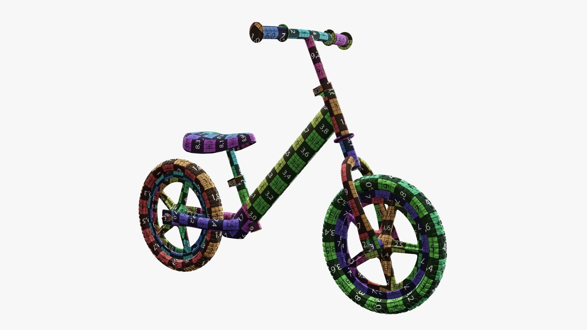 Children balance bike classic 3D model_24