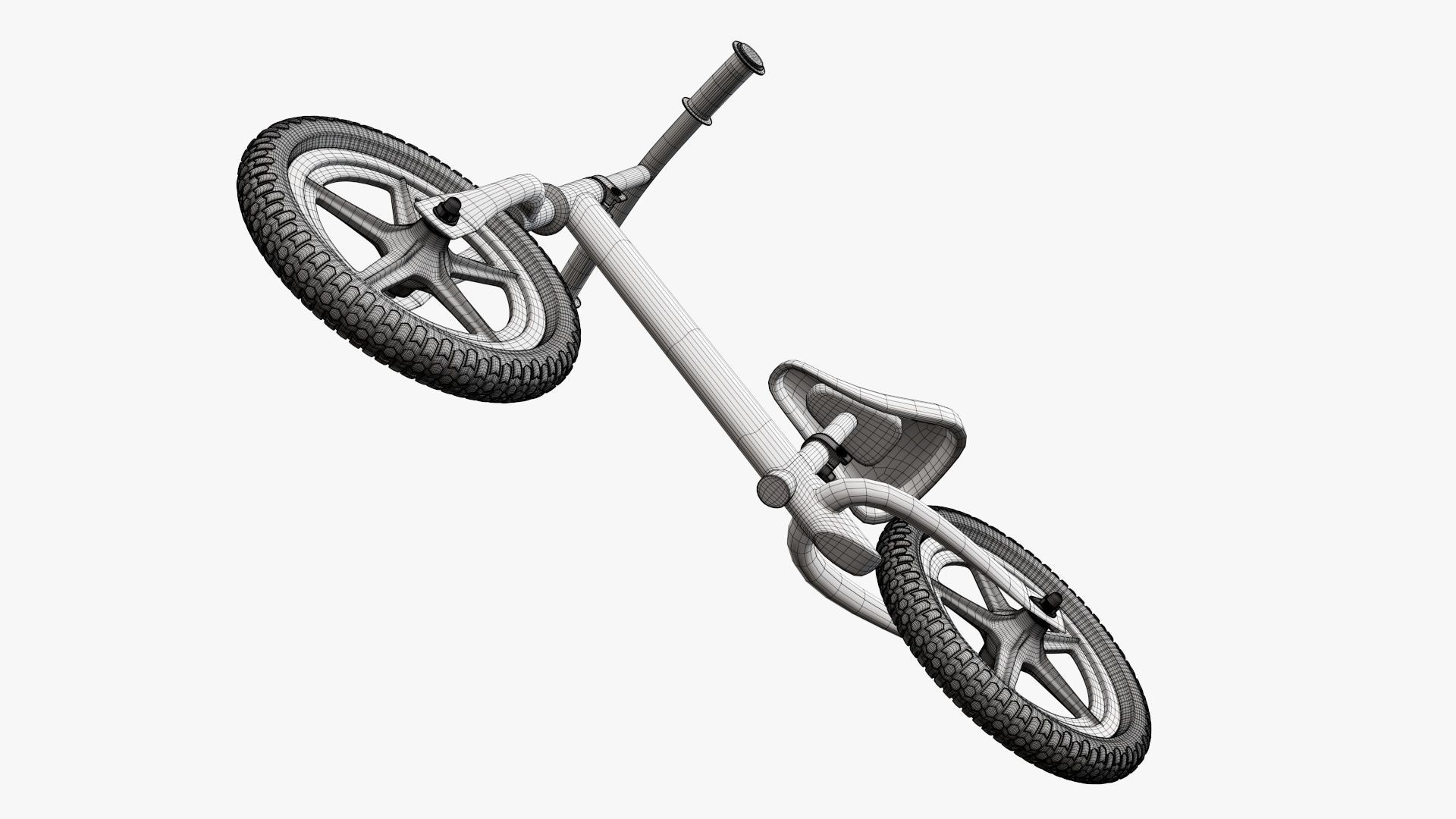 Children balance bike classic 3D model_23
