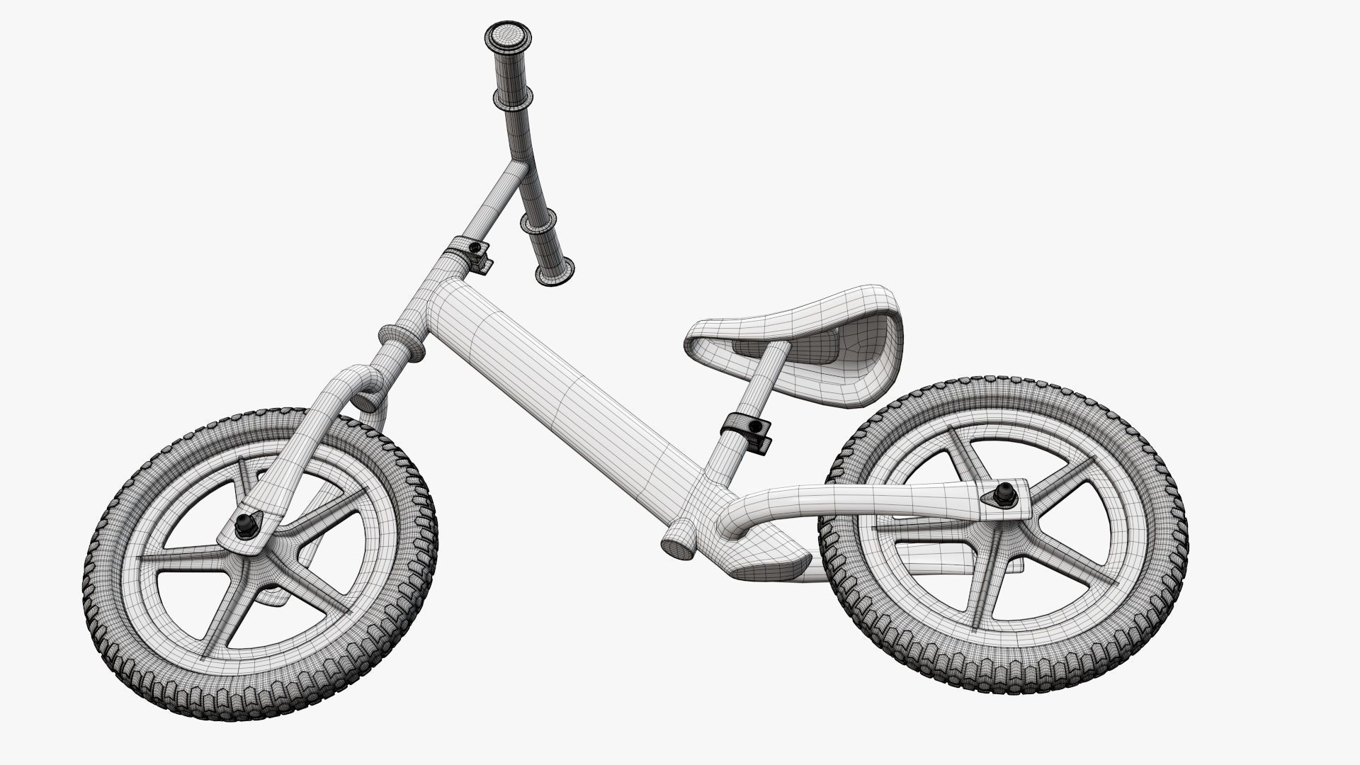 Children balance bike classic 3D model_16
