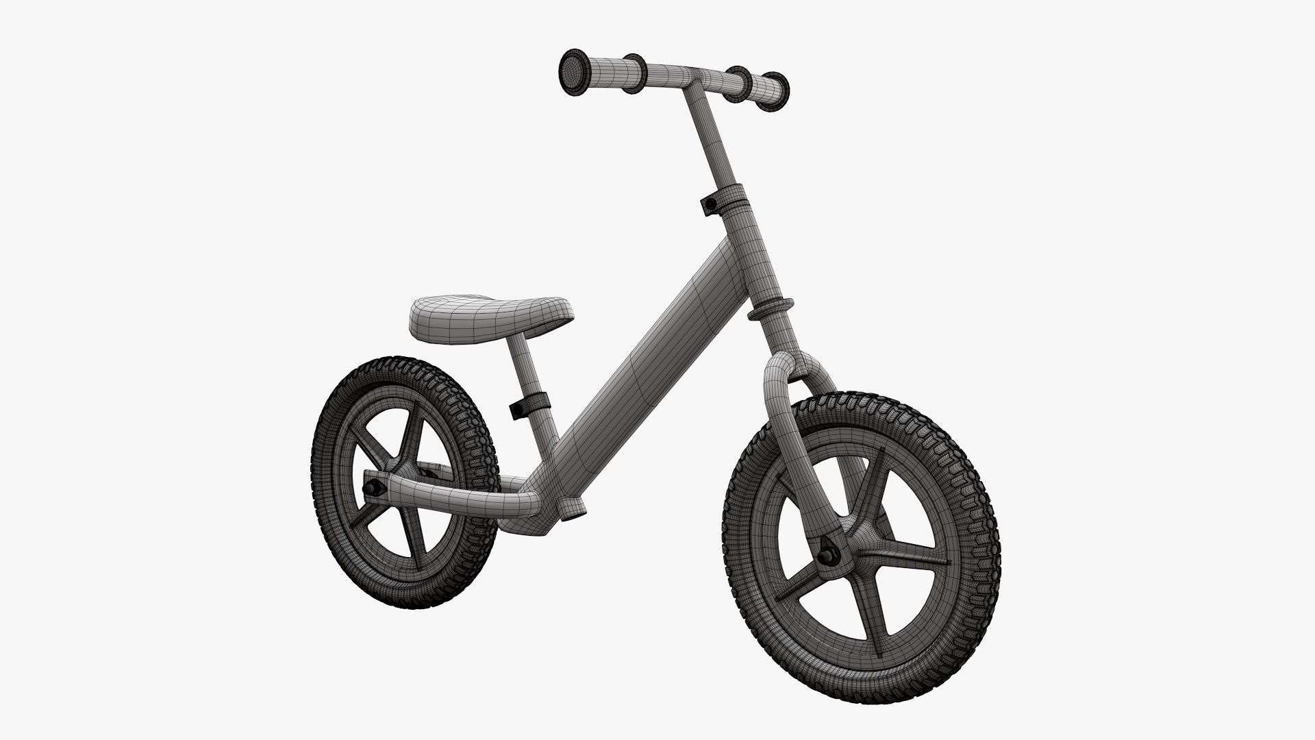 Children balance bike classic 3D model_12