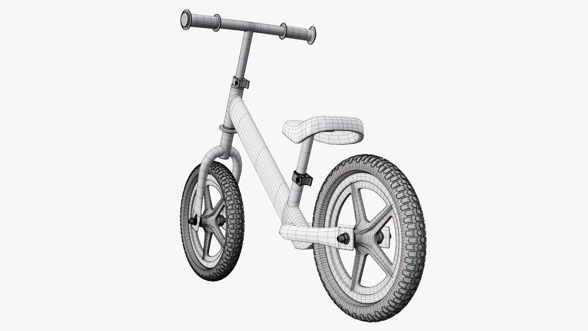 Children balance bike classic 3D model_15