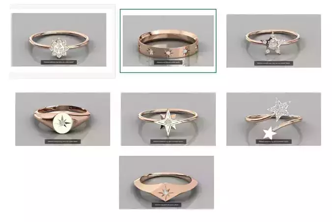 7 Star Women band ring 3dm render detail 3D Model Collection