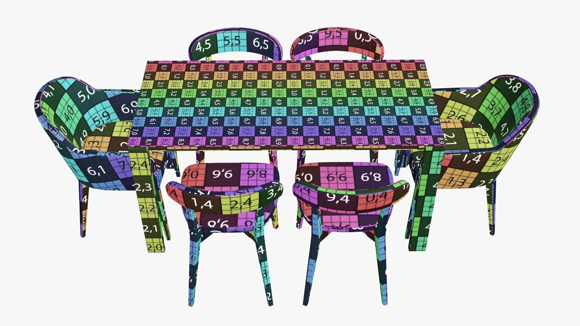 Dining table with chairs and armchairs 3D model_13