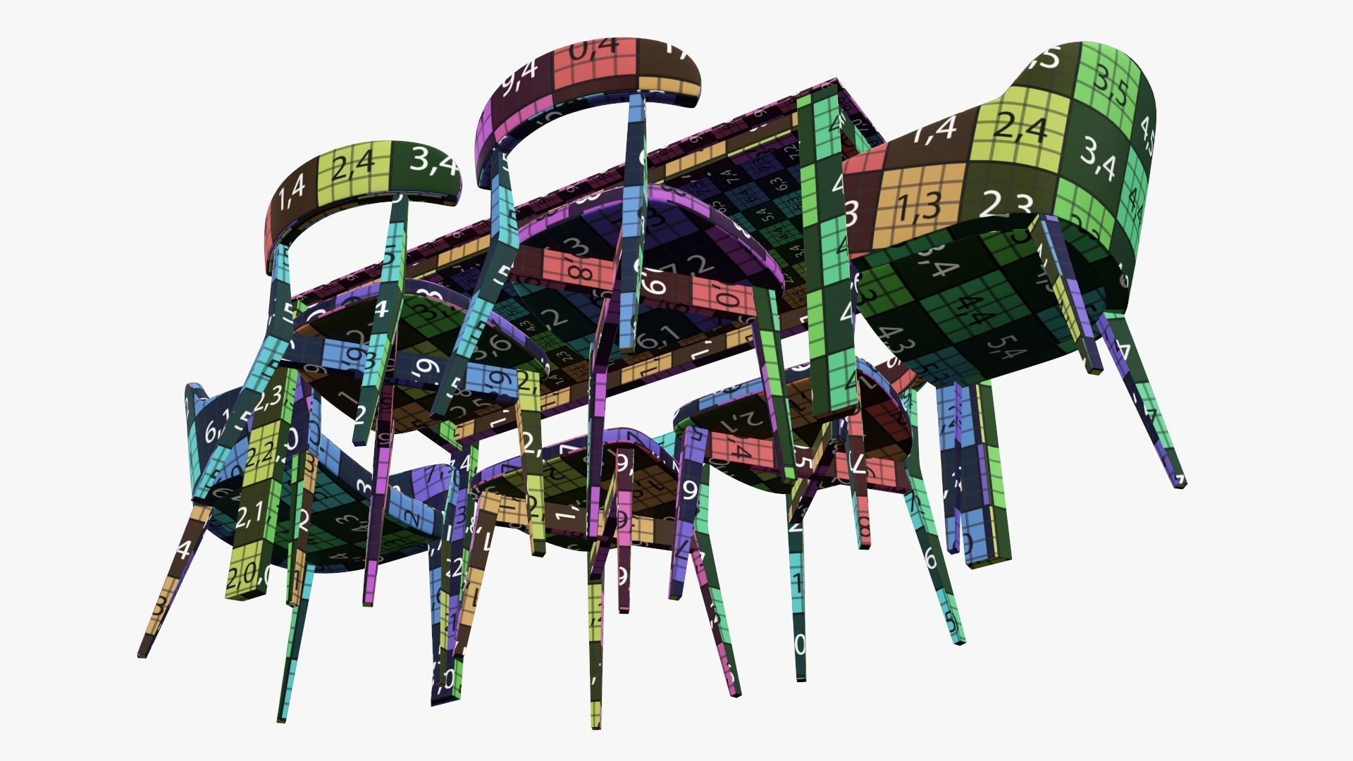 Dining table with chairs and armchairs 3D model_17