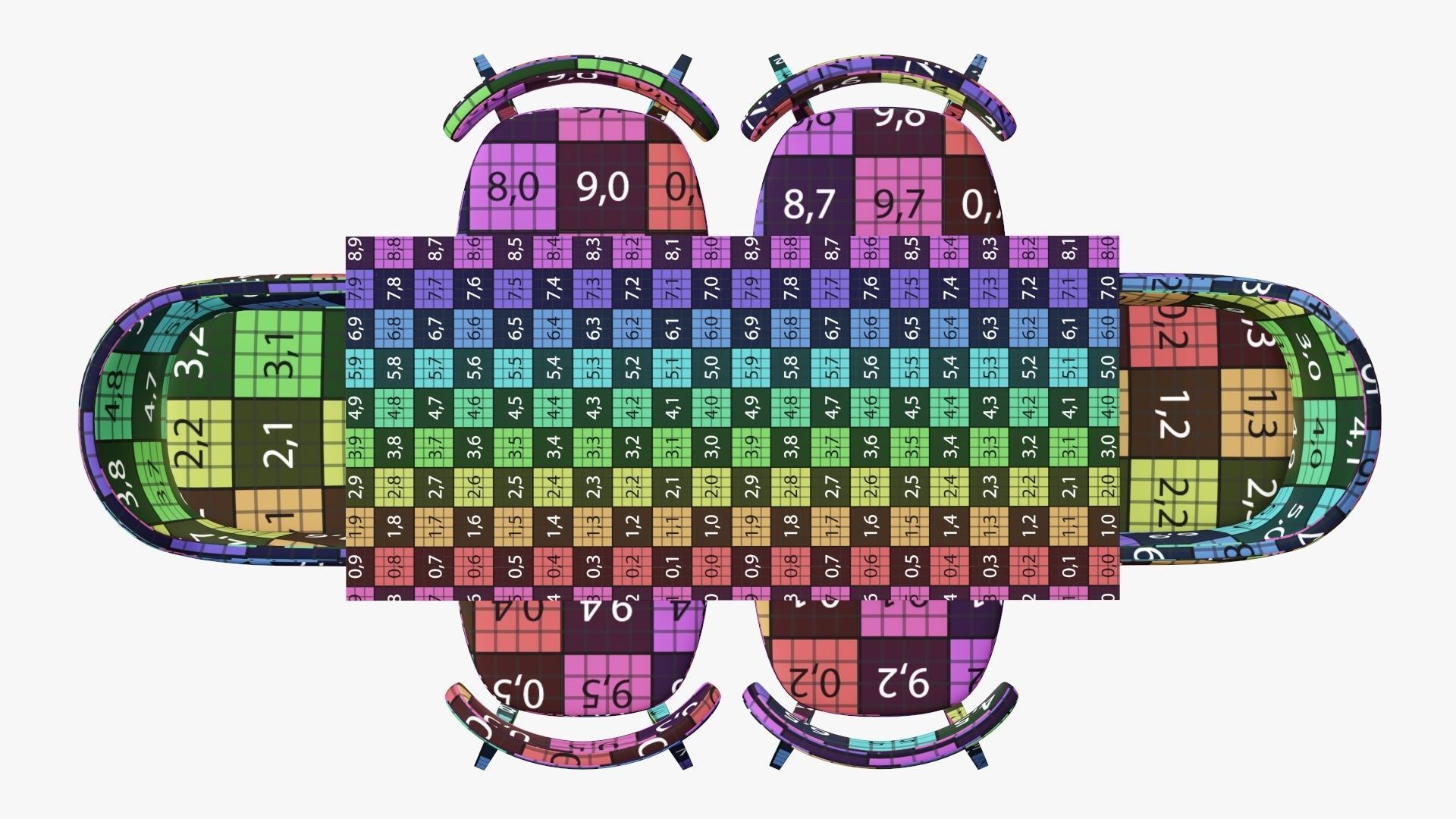 Dining table with chairs and armchairs 3D model_16