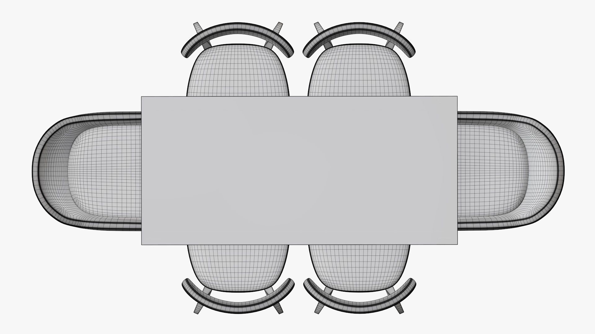 Dining table with chairs and armchairs 3D model_10