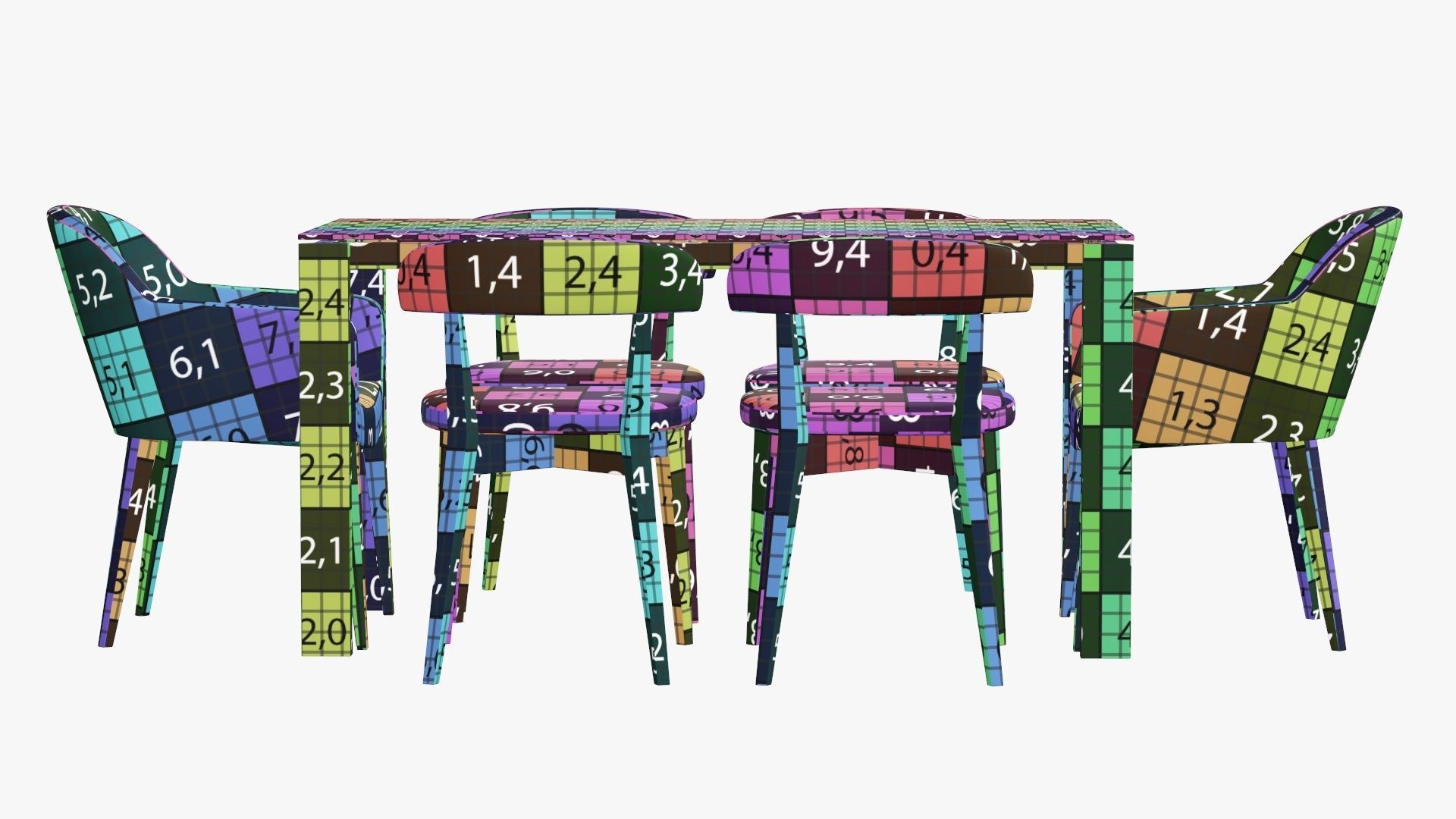 Dining table with chairs and armchairs 3D model_15