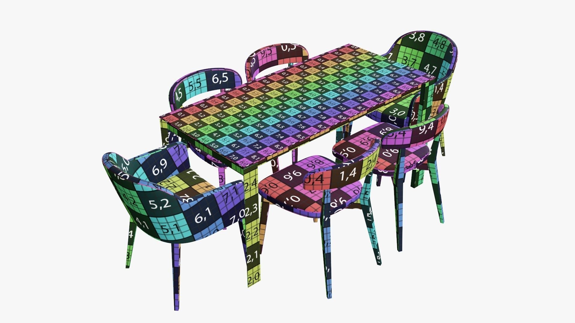 Dining table with chairs and armchairs 3D model_12