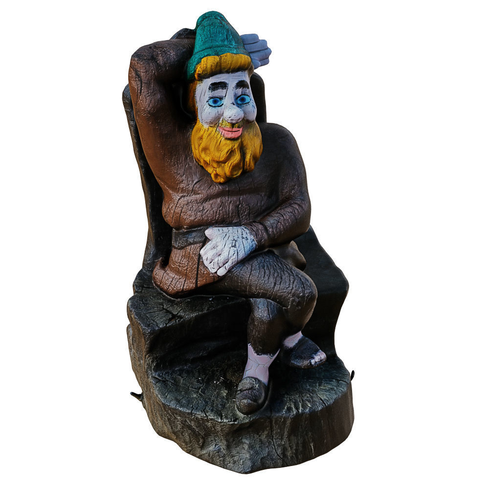 Garden Figurine Gnome Sitting On A Stump 3D model_1