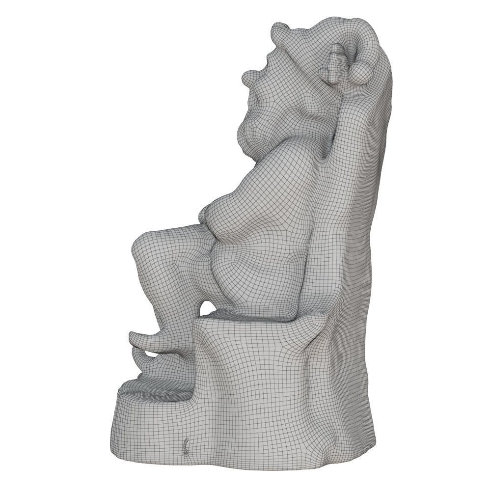 Garden Figurine Gnome Sitting On A Stump 3D model_7