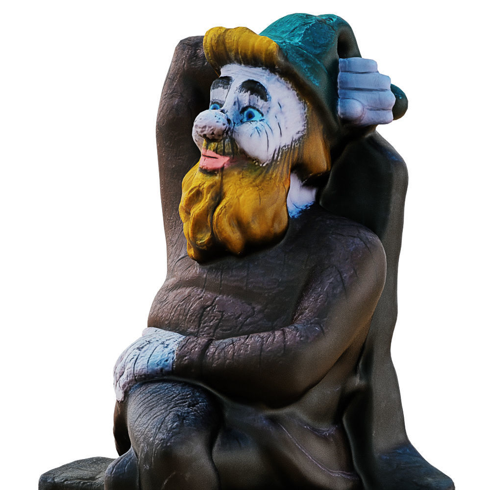 Garden Figurine Gnome Sitting On A Stump 3D model_5