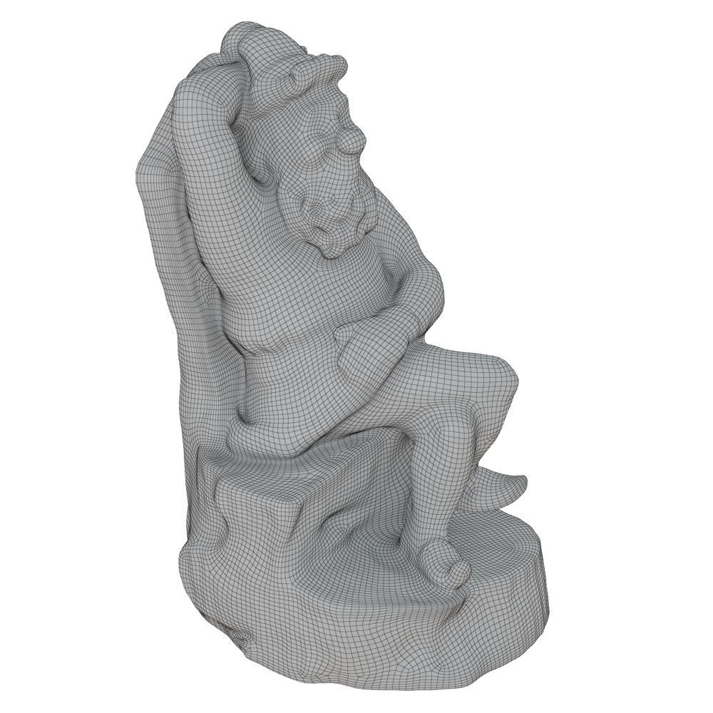 Garden Figurine Gnome Sitting On A Stump 3D model_6