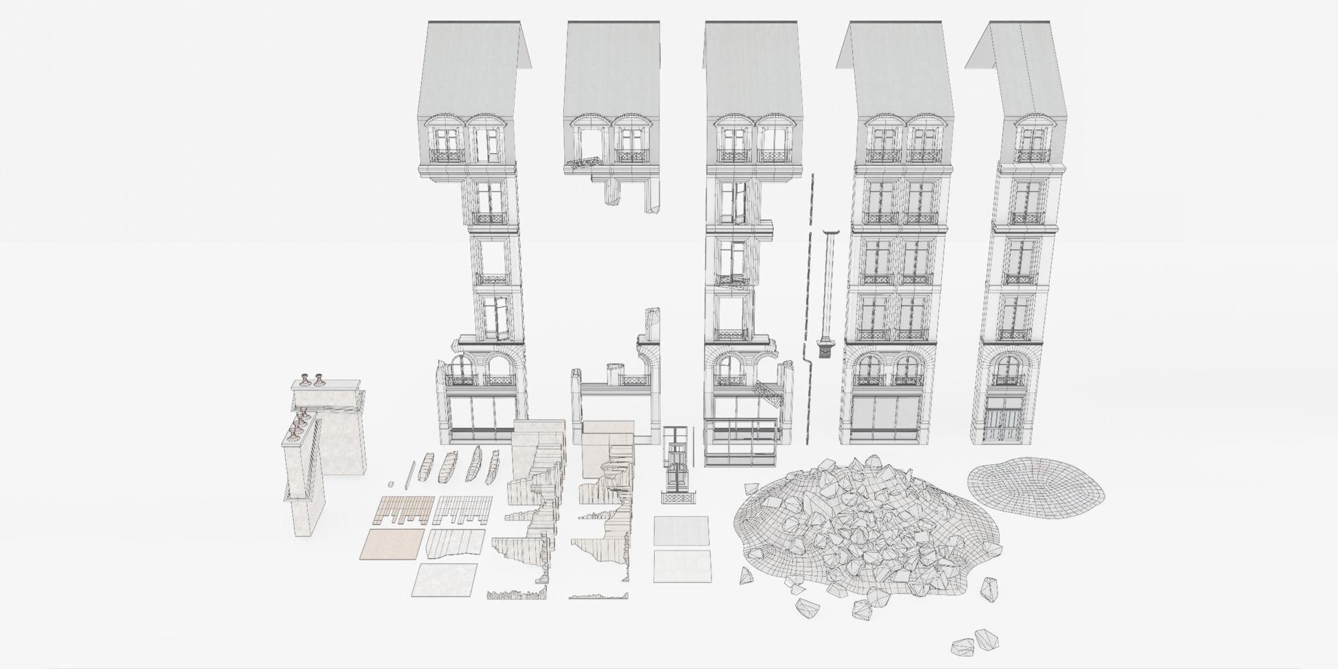 Modular Urban Destruction Kit 3D model_6