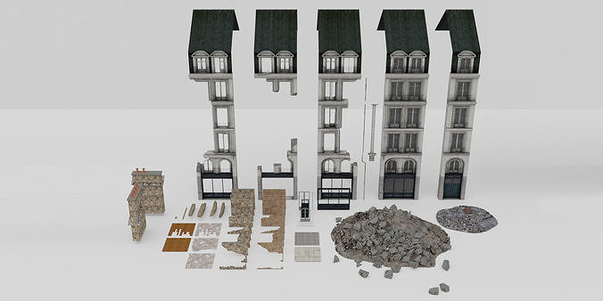 Modular Urban Destruction Kit 3D model 5