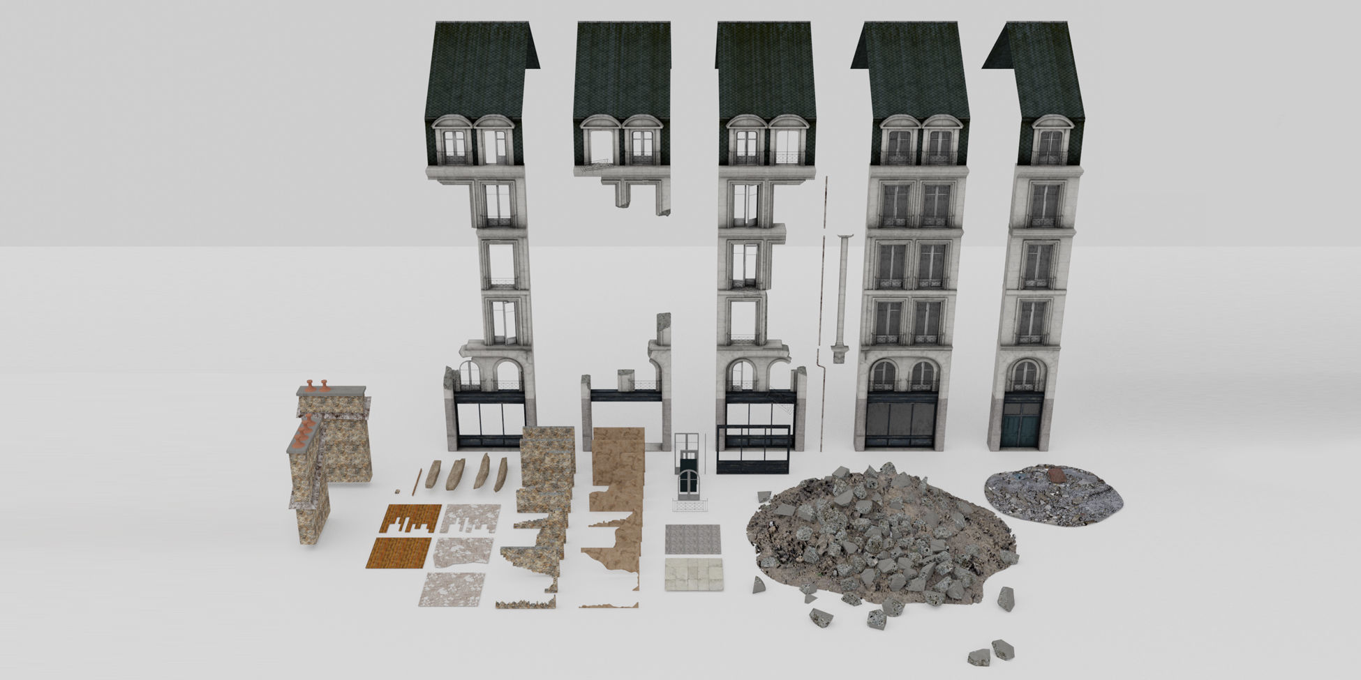 Modular Urban Destruction Kit 3D model_5