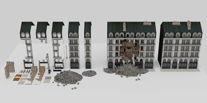Modular Urban Destruction Kit 3D model 4