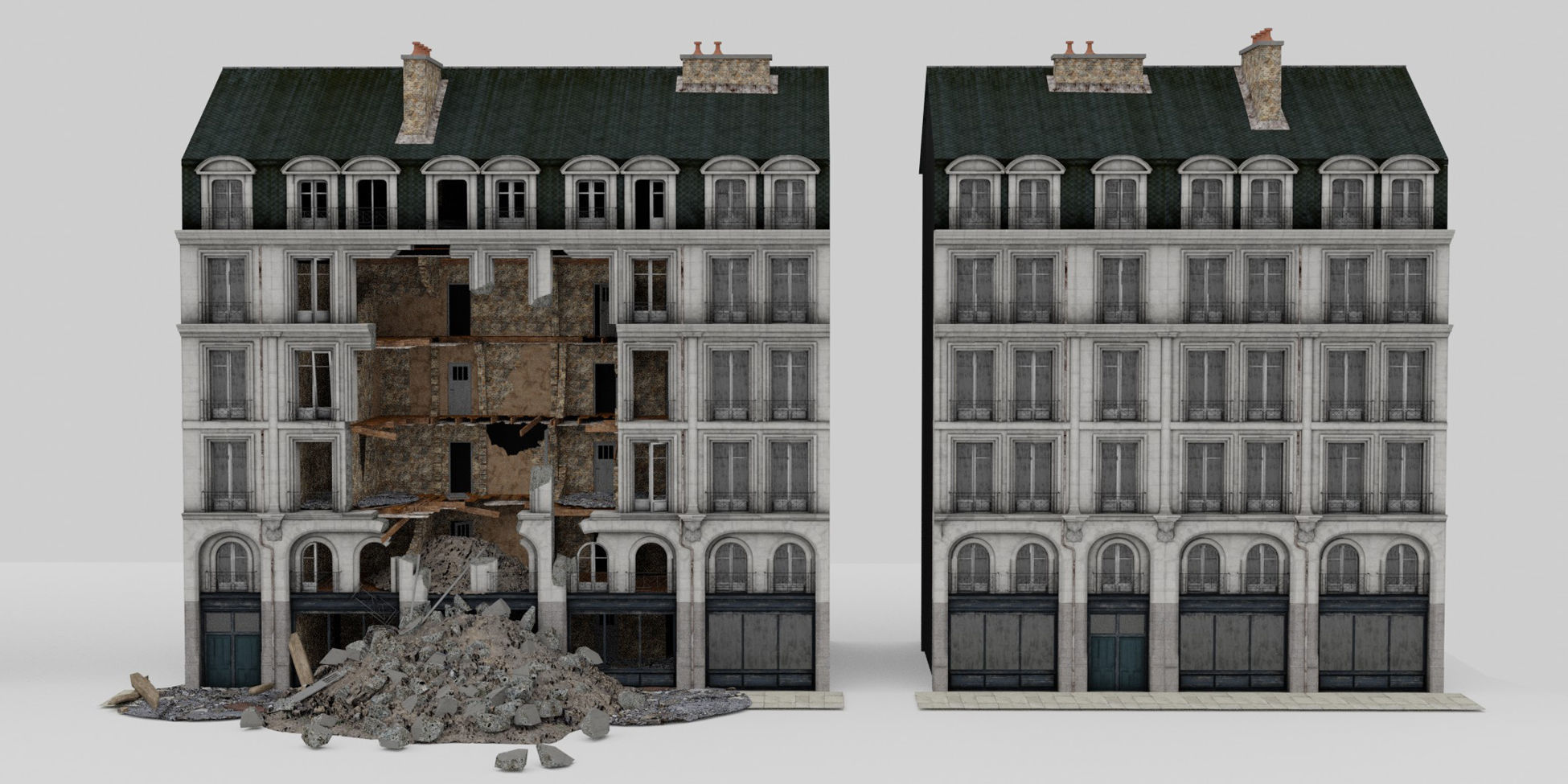 Modular Urban Destruction Kit 3D model_2