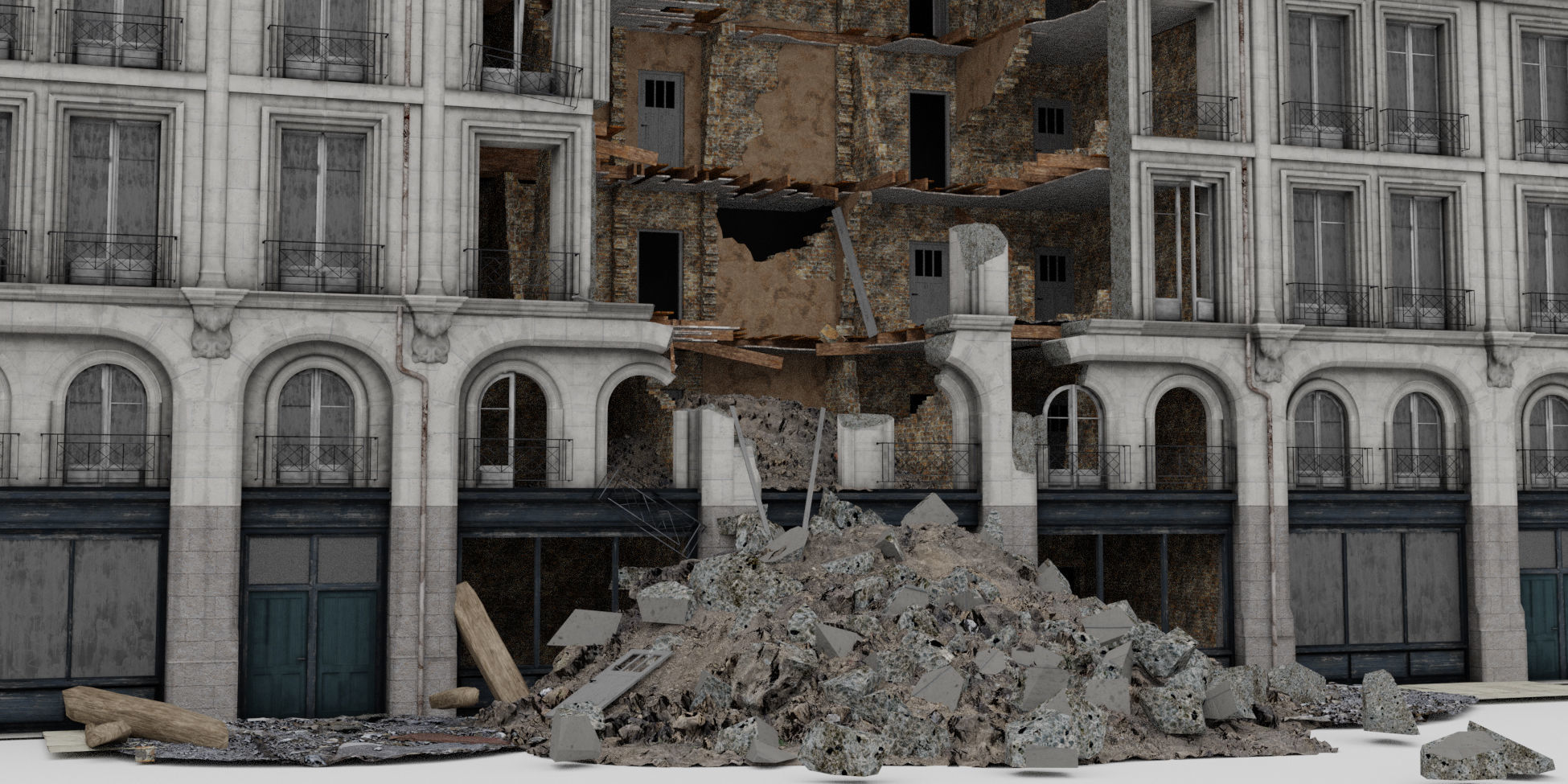 Modular Urban Destruction Kit 3D model_7