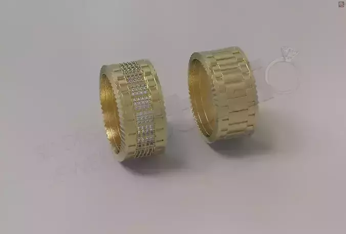 Wedding band ring for her and him 3d model