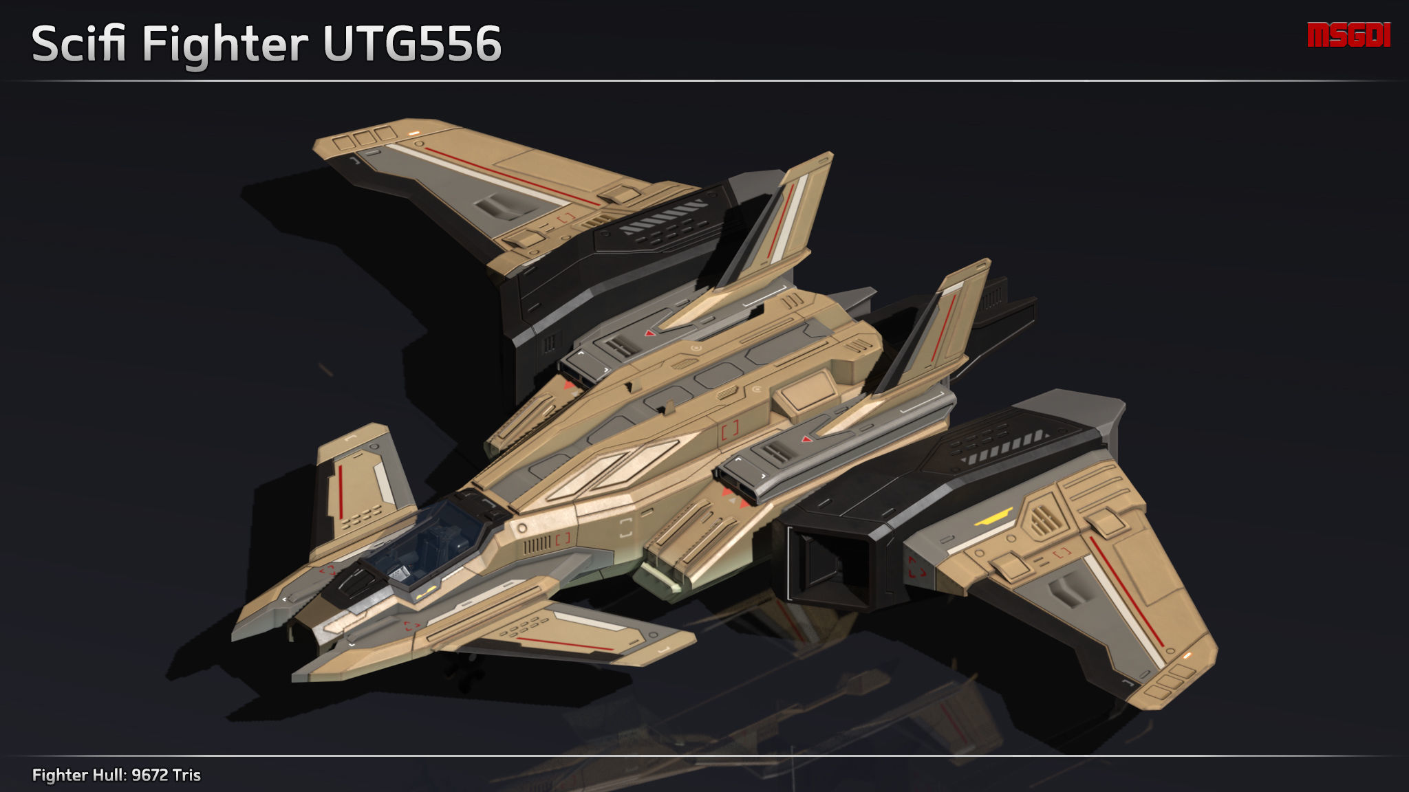 Scifi Fighter UTG556 Low-poly 3D model_1