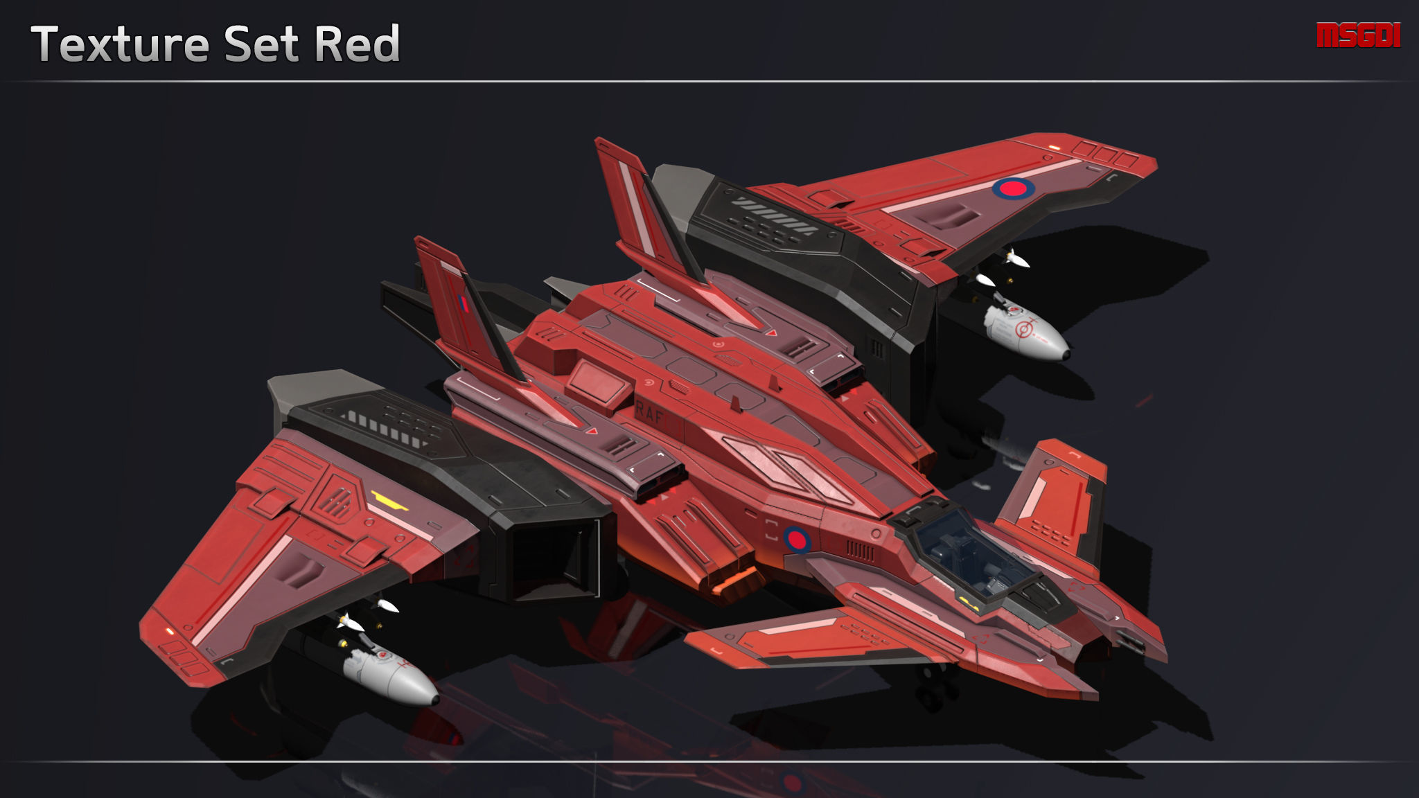 Scifi Fighter UTG556 Low-poly 3D model_14