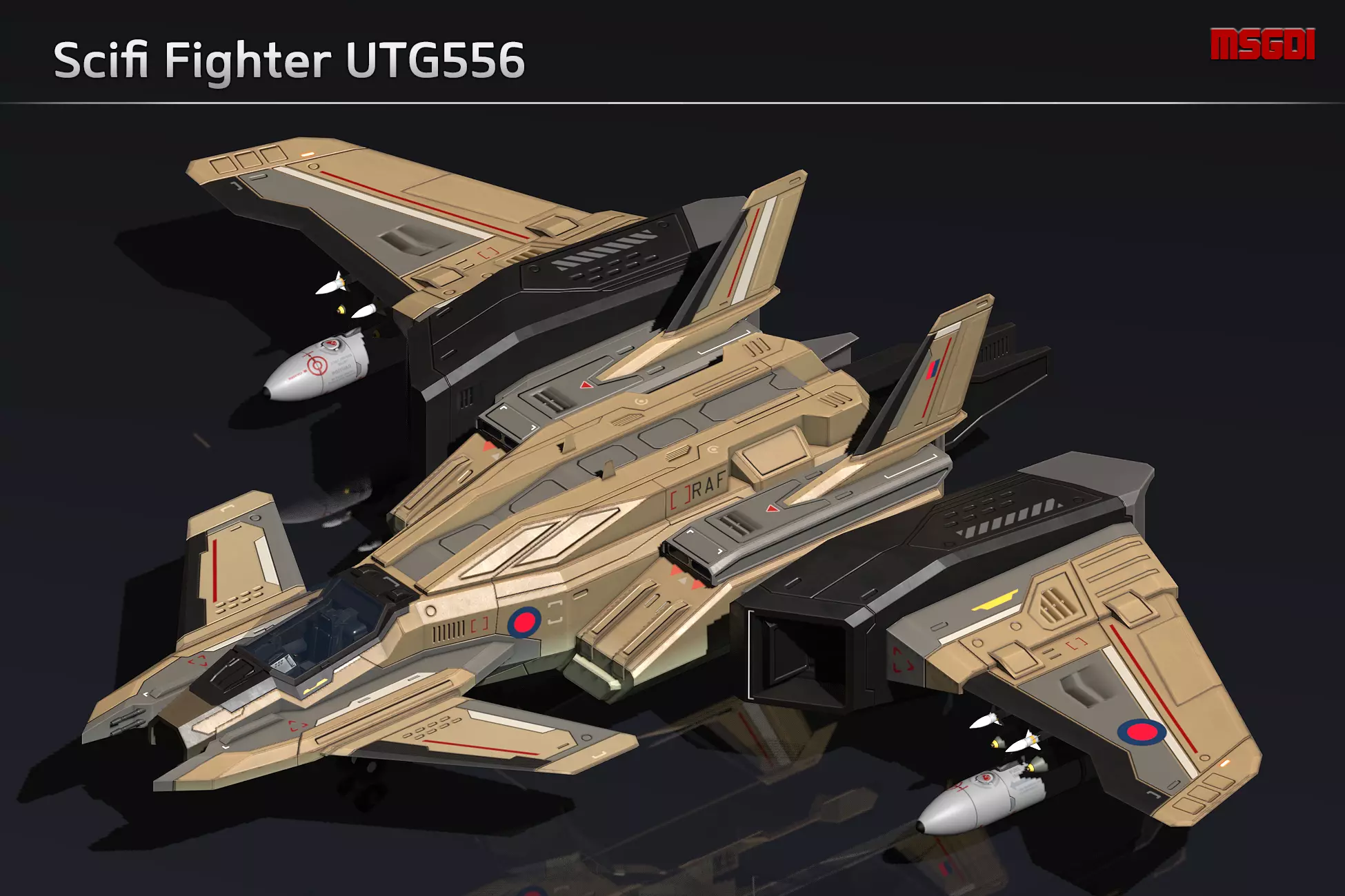 Scifi Fighter UTG556 Low-poly 3D model_0