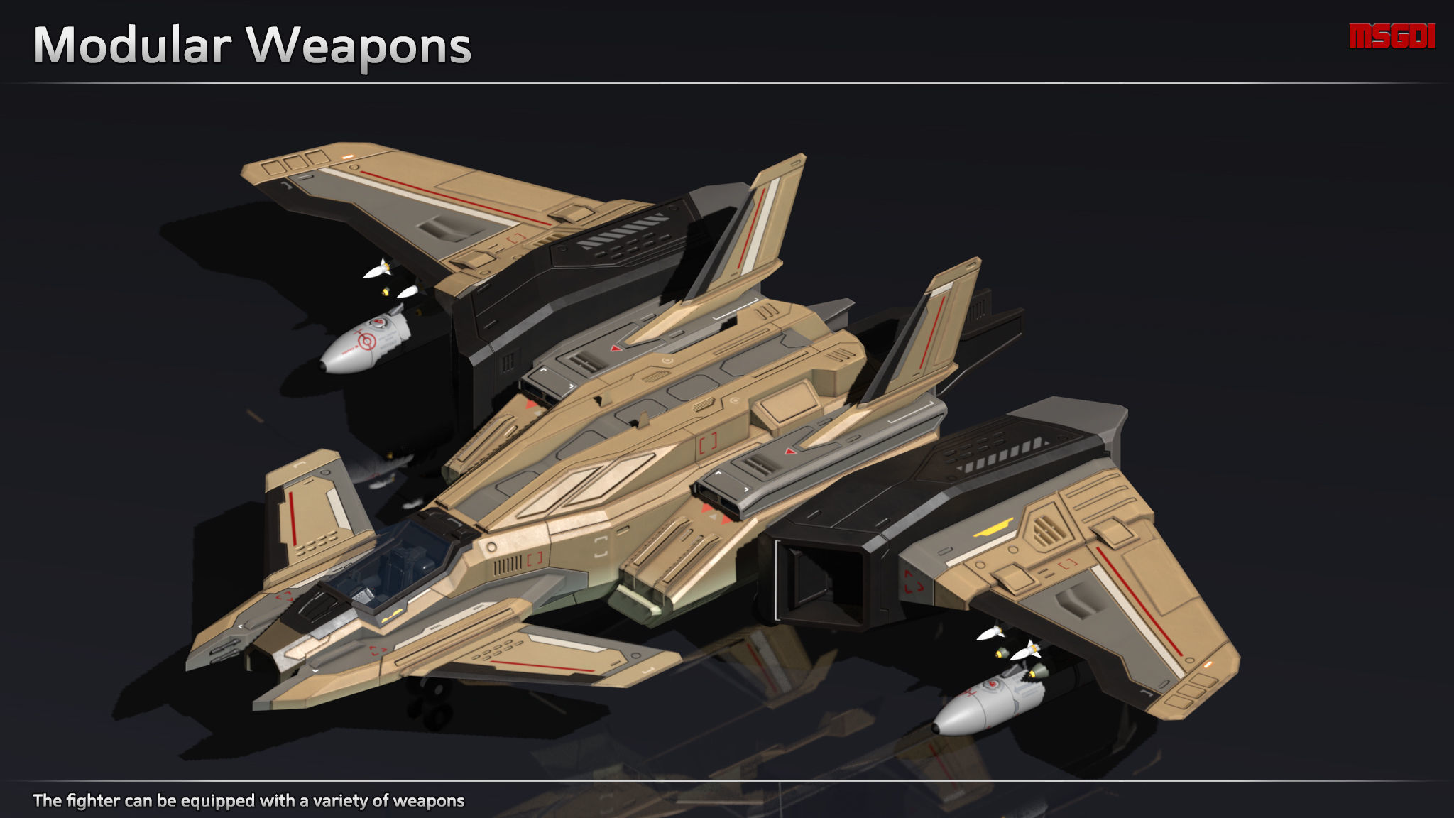 Scifi Fighter UTG556 Low-poly 3D model_4