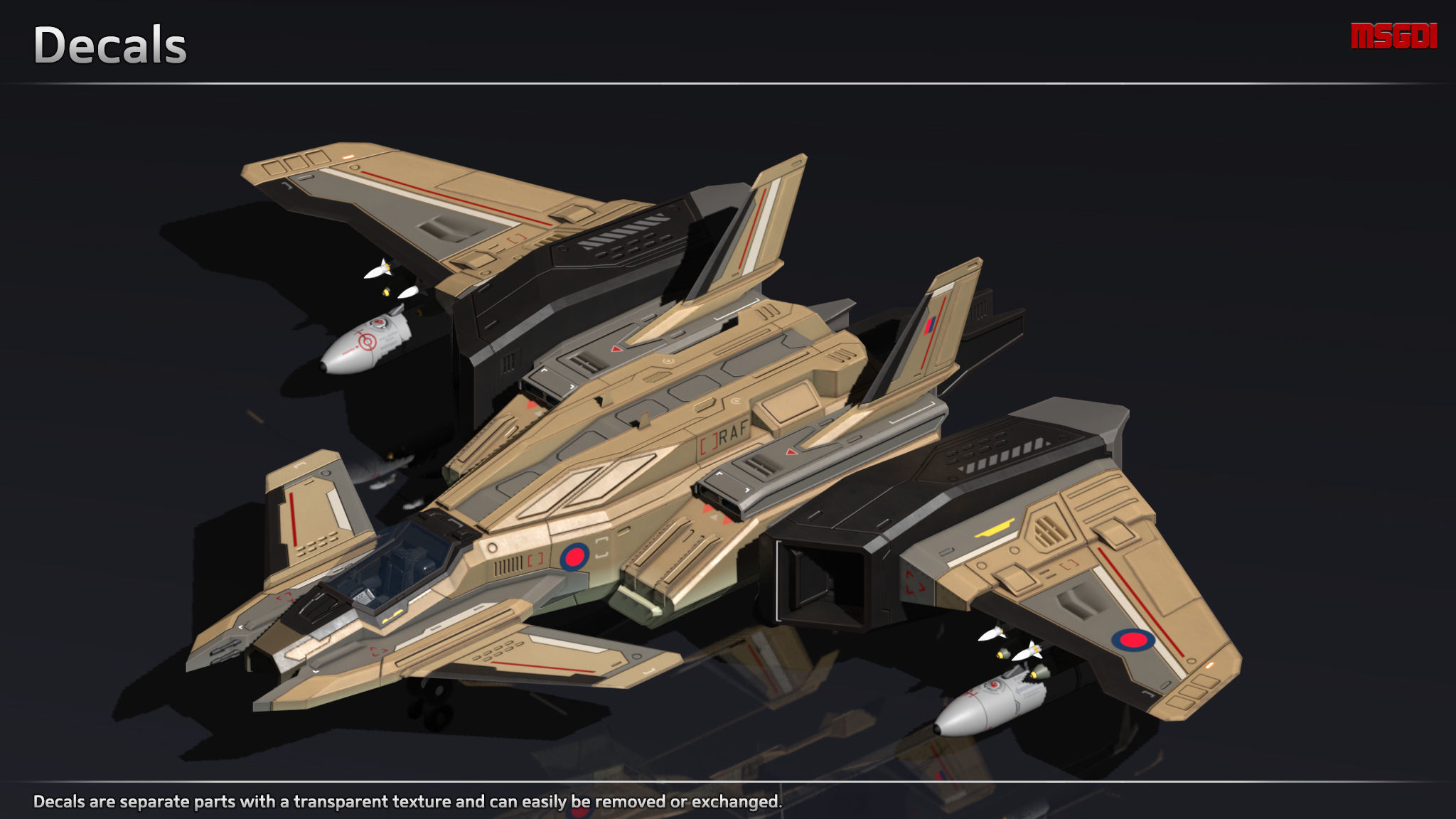 Scifi Fighter UTG556 Low-poly 3D model_8